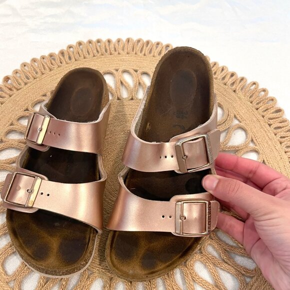 Birkenstock Arizona Kids Birko-Flor Electric Metallic Copper Sandals EU 34/ US 3 - Picture 1 of 13